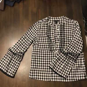White/Black print Jcrew blouse